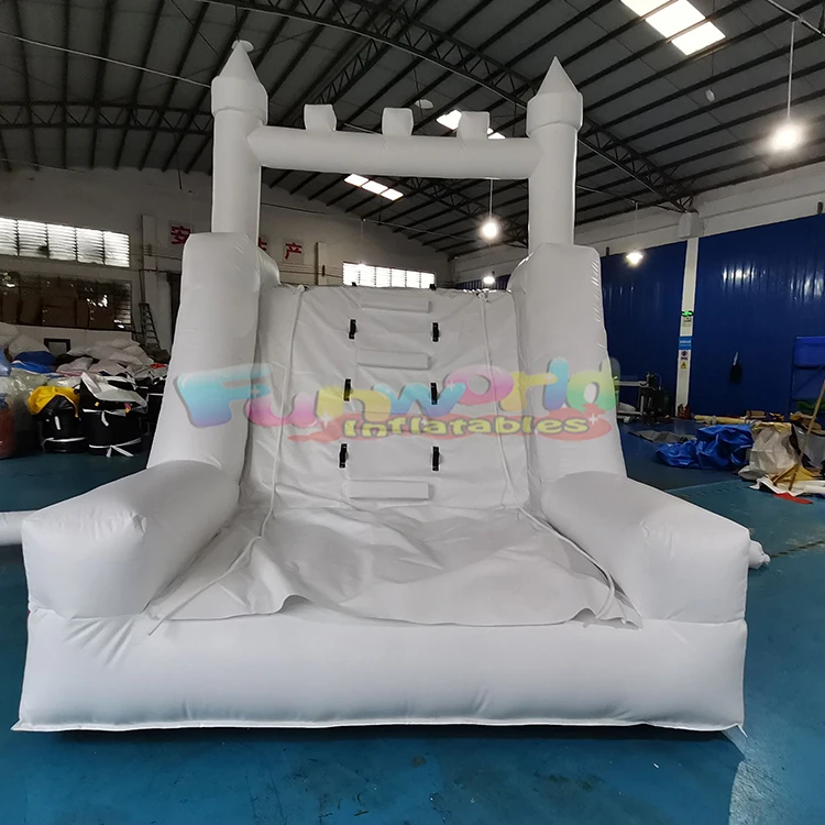 Commercial pvc white inflatable single water slide jumping castle children adults bouncy castle bounce house dry slide