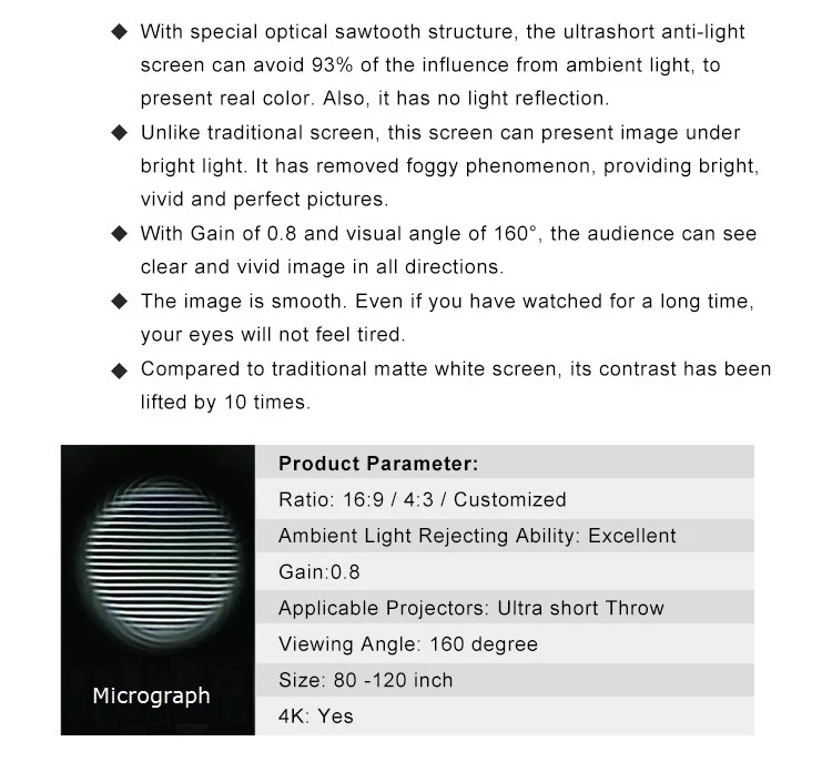 
XY Screen PET Crystal UST Projector Screen 16:9 pantalla proyector for wemax A300 ONE PRO FENGMI 4K pro projector 