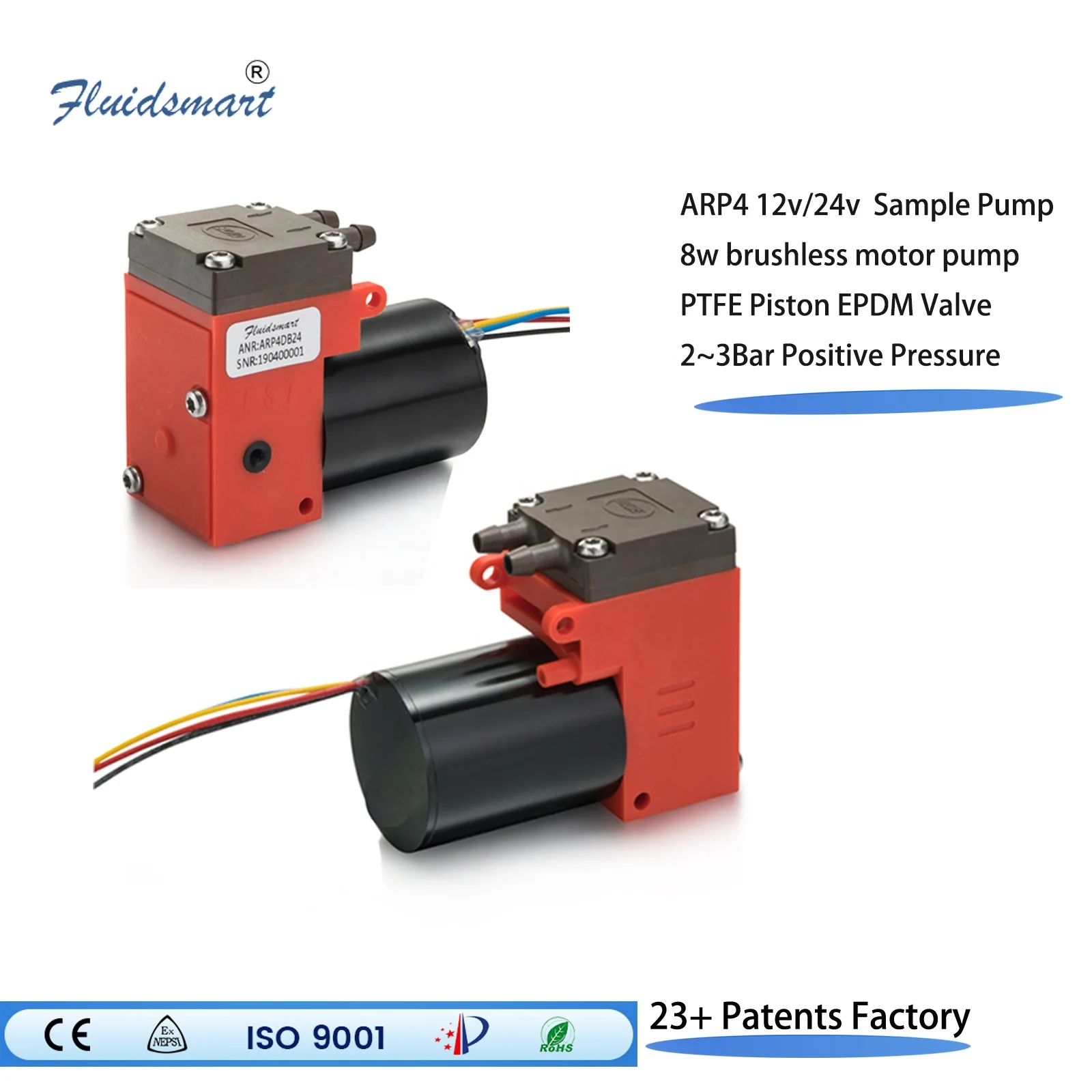 Fluidsmart ARP4DB24 electric micro pump lab oil free piston pump brushless motor 12dc air pump