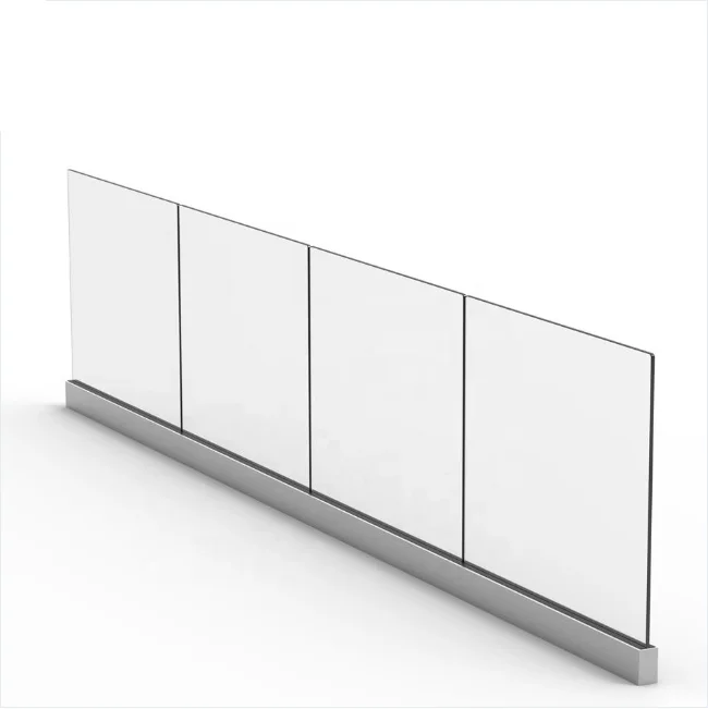 Custom U Channel Luxury Hotel LED aluminum glass balcony railing from China with glass hardware