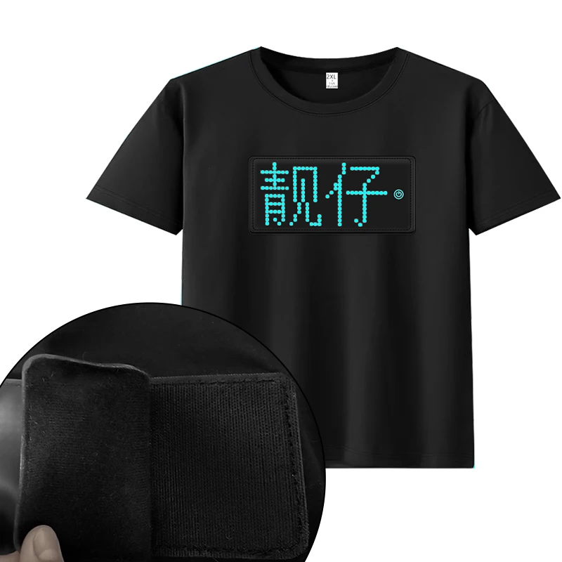 Wholesale App Control Display Shirt Programmable LED Unisex Cotton T shirts and Custom Light Up Clothing For Party