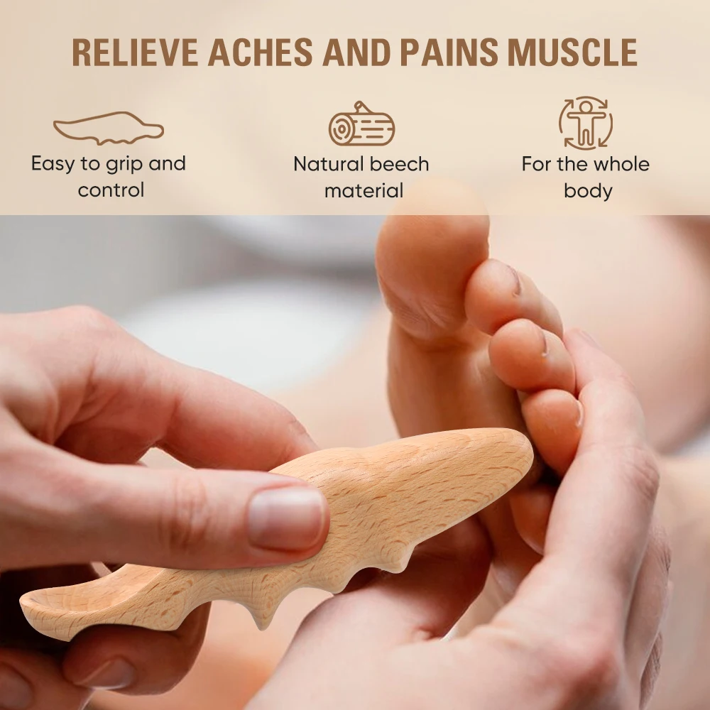 Natural Wood Therapy Body Massager Hand Held Pressure Point Massager For Back And Neck Massaging