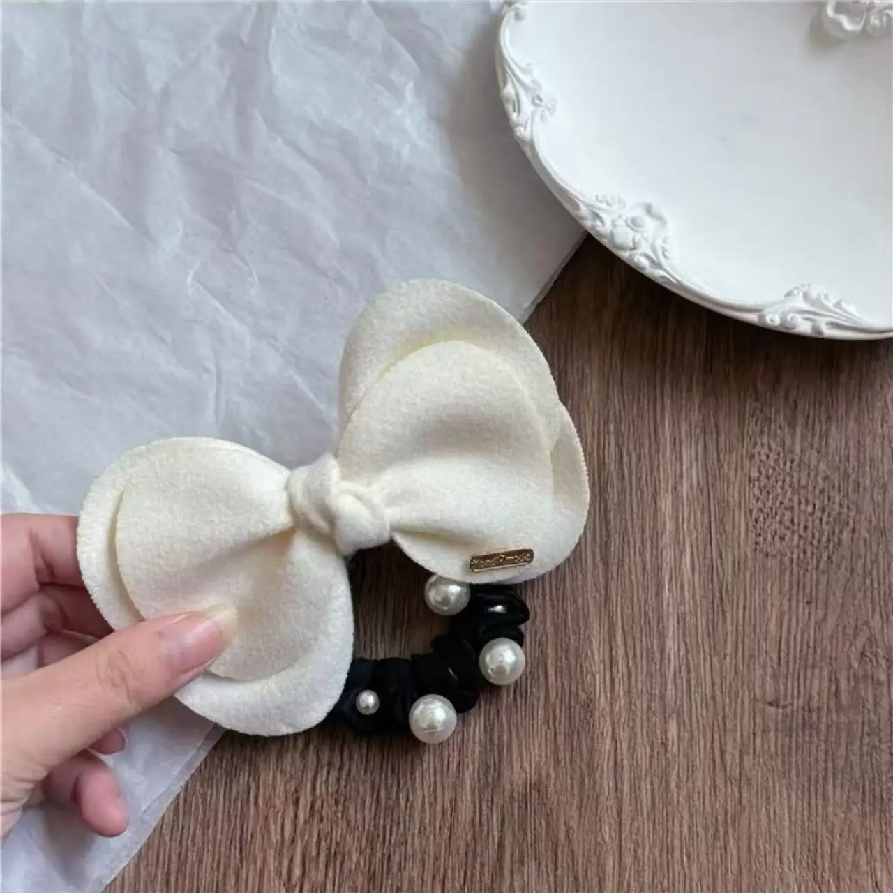Korea Style New Design bowknot Love elastic hair ring girls women rubber band hair ring