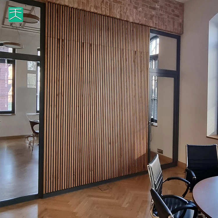 TianGe Akupanel Soundproof Polyester Oak Akoestische Panelen Mdf Slat Wooden Acoustic Panel for Classroom