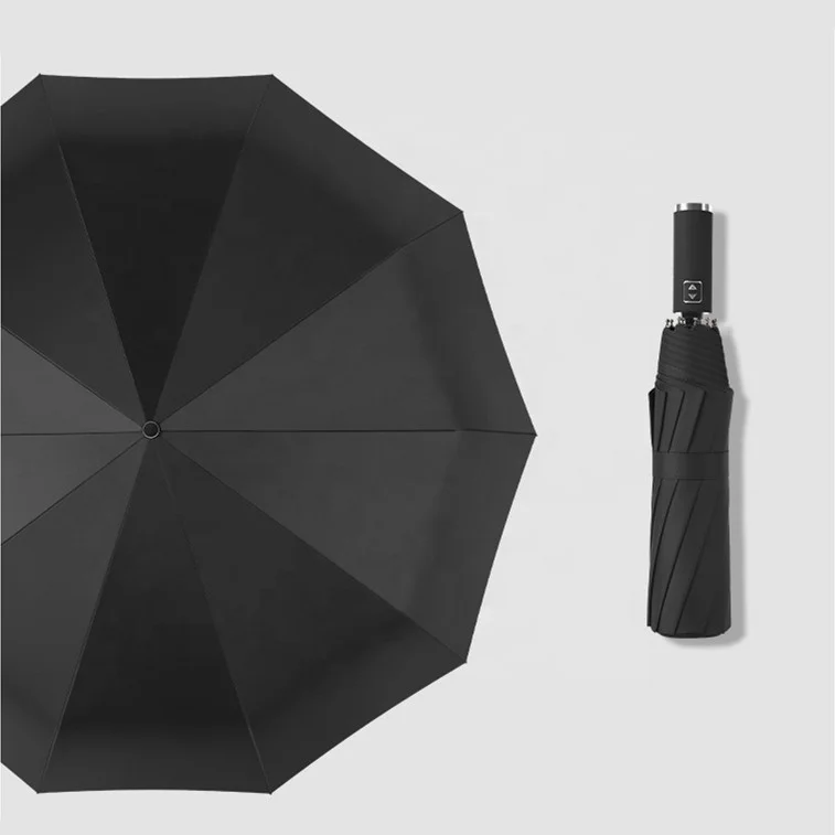 Manufacture 30 Inch Extra Large Black 3 Folding Outdoor Automatic Custom Umbrella Windproof Business Umbrella For 4 People