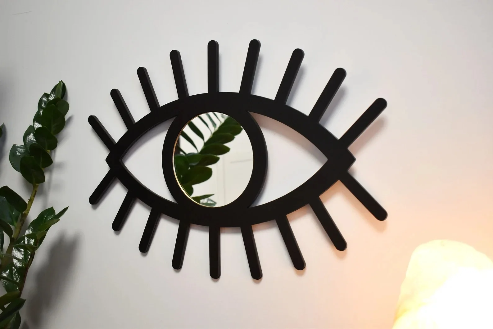 New Collection Nordic Gold Metal Wire Eye Shaped Mirror with Stand for Bathroom Home Decor for Sale from Indias