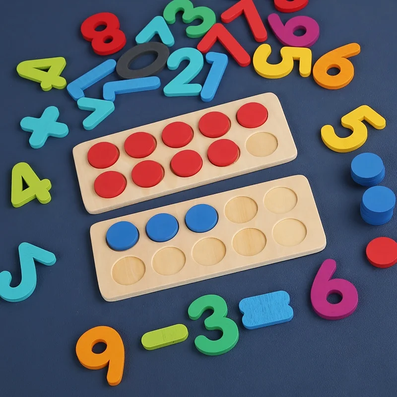 Number Counting Math Game Wooden Addition And Subtraction Set Children Early Educational Arithmetic Ten Frame Set Game
