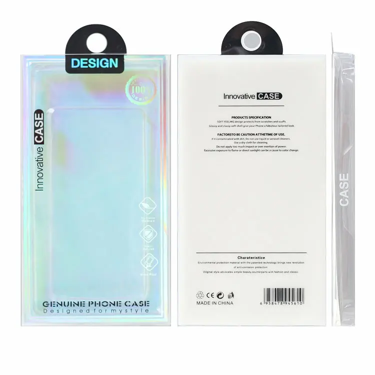 Supply of  Laser phone case packaging box, suitable for simple transparent PVC plastic folding box of iPhone series