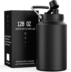 128oz 1 Gallon Cold Beer Growler Stainless Steel Insulated Sports Water Bottle Thermo Metal Canteen Jug