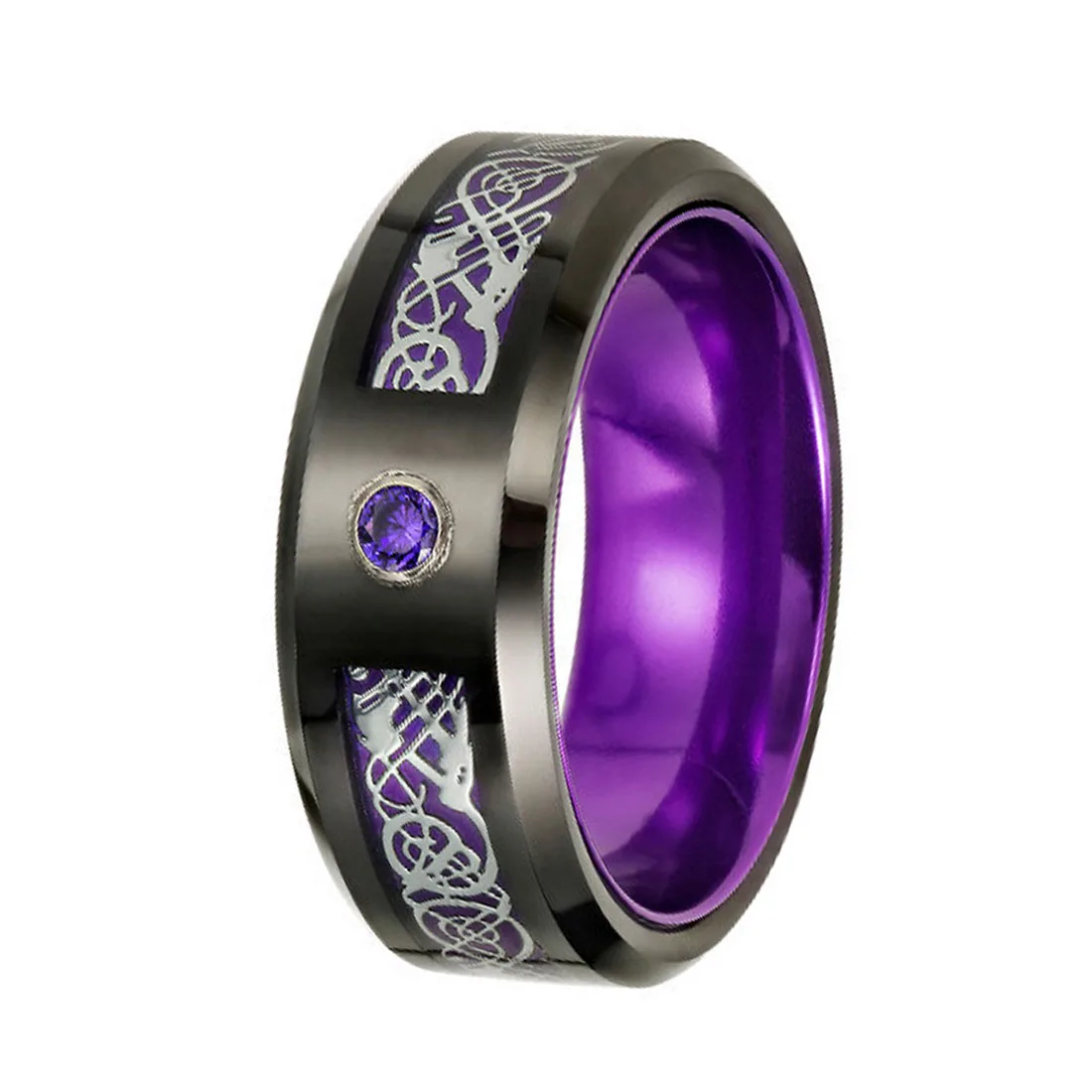 ring men purple model stainless Steel jewelry man zircon custom Ring