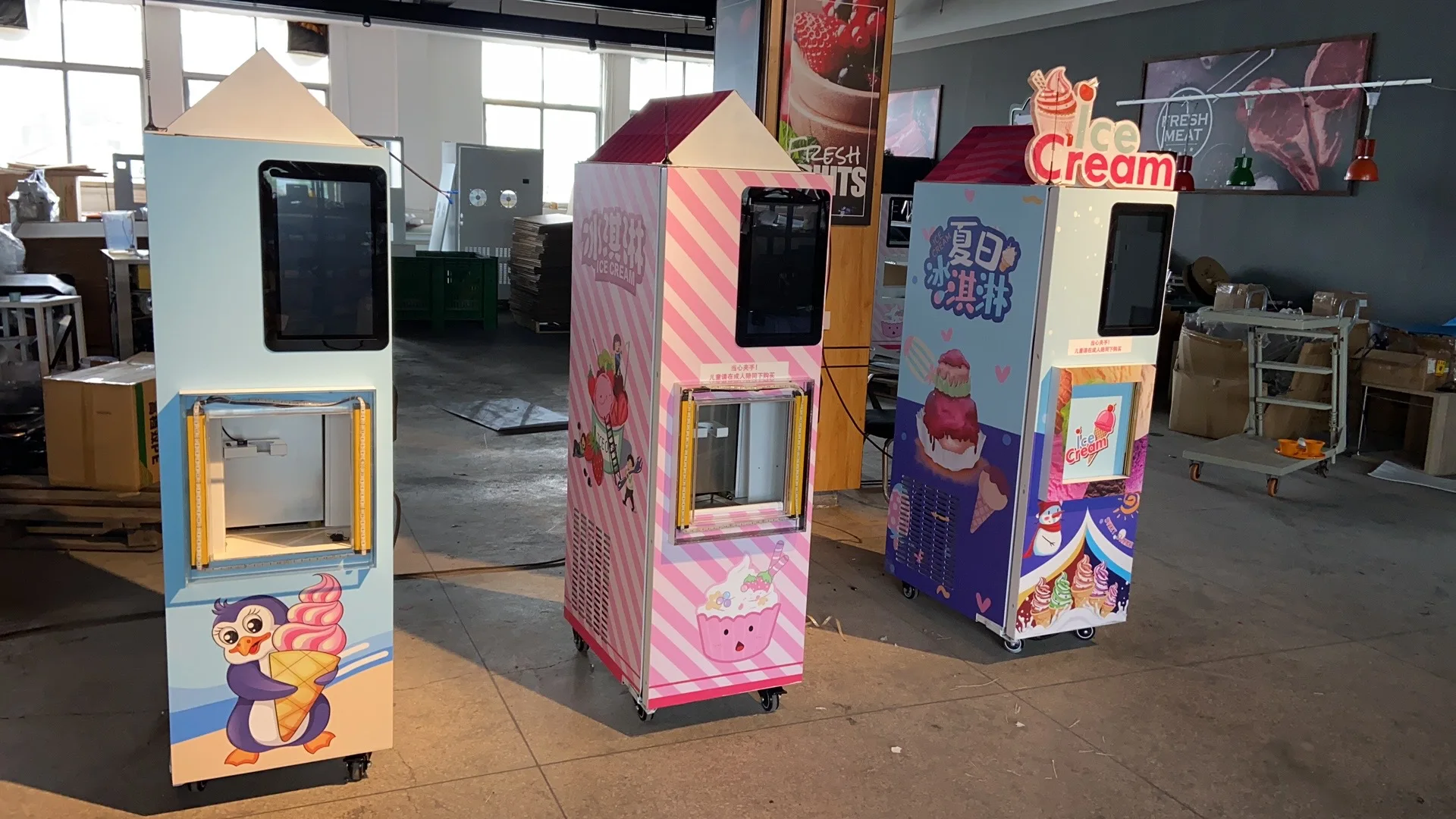 Commercial Automatic Cone Ice Cream Vending Machine with card payment