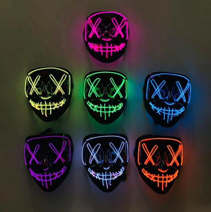 Festival Halloween Masquerade mask Carnival Party Rave Led Light Up Neon El Wire Mask led party masks For Parties