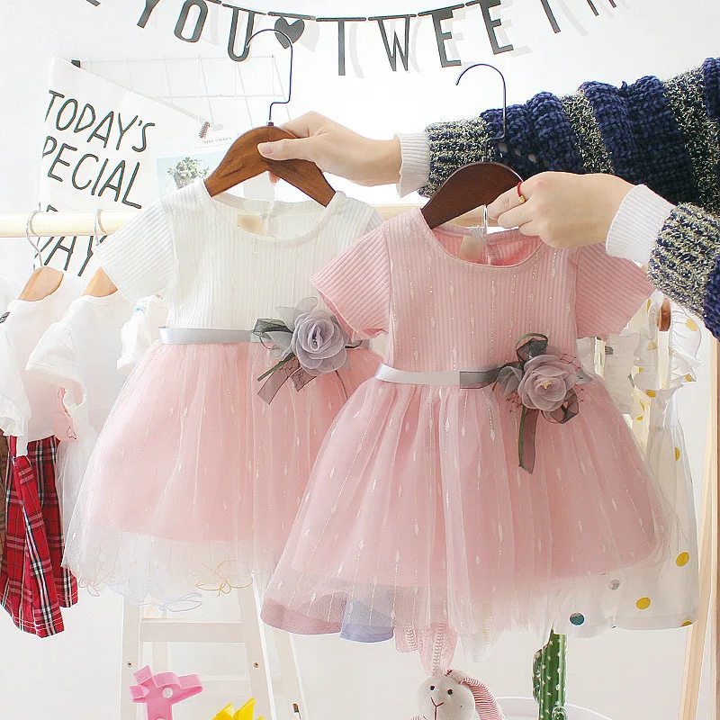 Sleeveless Summer Dress for Baby Girls Embroidered Flower Princess Casual Cotton Print with Ruffles for Birthday Parties