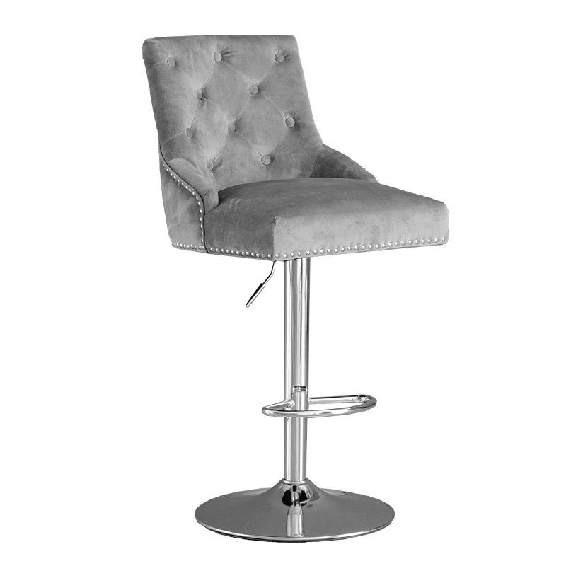Modern Design Velvet Fabric High Adjustable Counter Swivel Barstool Barchair