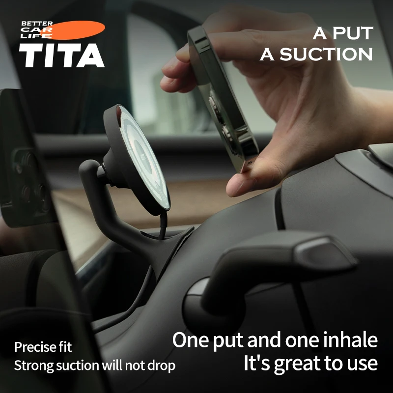 TITA-2205 Wireless Car Mount Charger for Model 3 /Model Y Magnetic Phone Holder Charging Magnet Charger