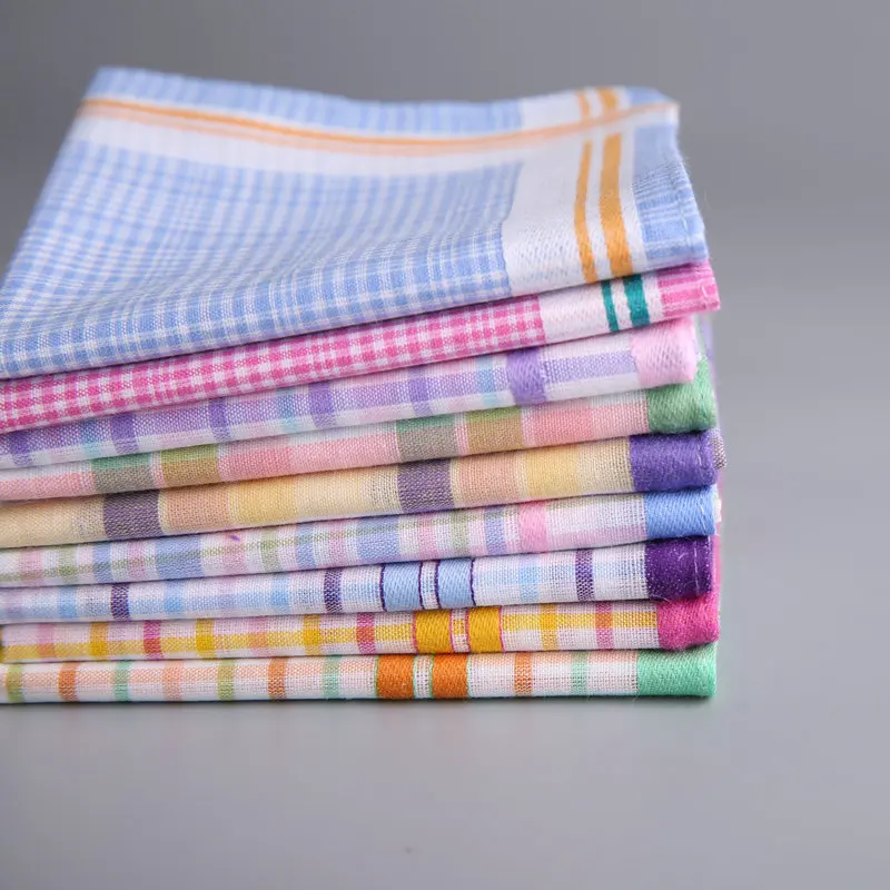 100% Cotton plaid soft cotton Ladies Handkerchief