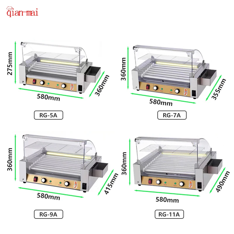 Roasted Sausage Roller Machine Five Roots Commercial Party Sausage Roller BBQ Camping Cooking Hot Dog Grill Machine