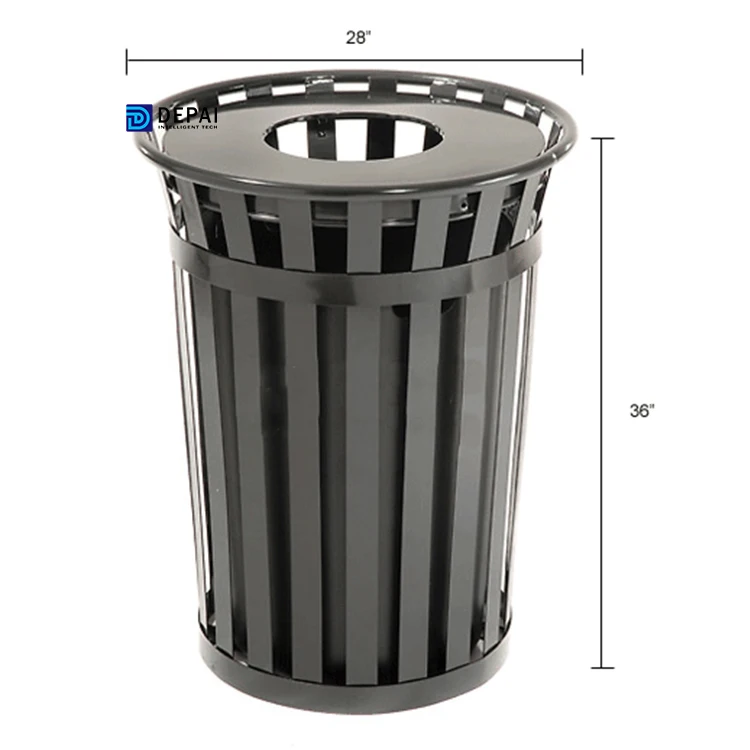 Public place garbage bin standing metal round recycling trash cans for American park