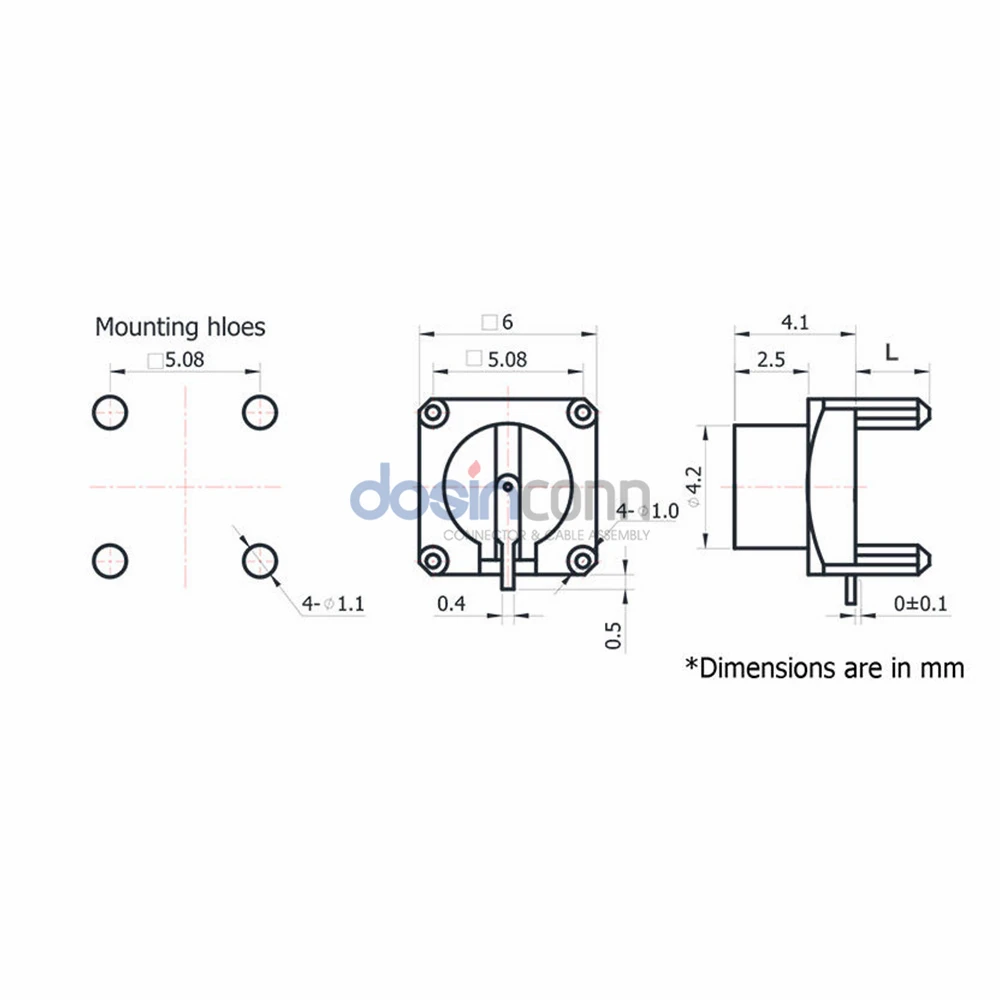 High Frequency Gold Plated DC-26.5Ghz GPO SMP Edge Mount Connector For PCB