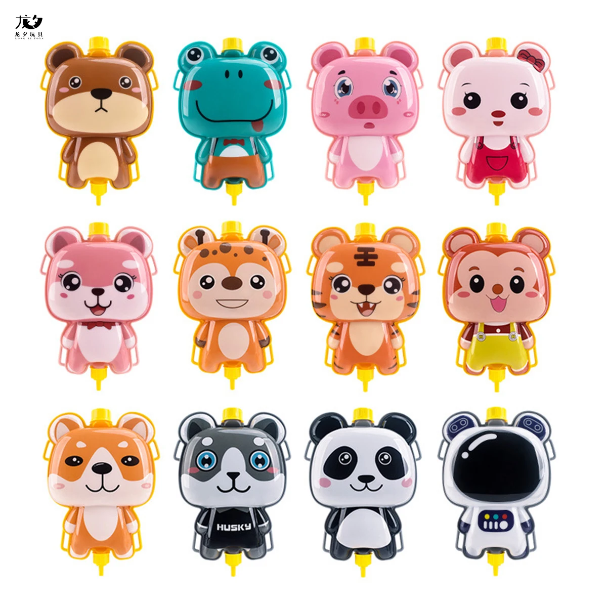 LONGXI outdoor sport toys water blaster Animal cartoon gun cute tiger backpack water gun Seaside summer toys for kids Brown