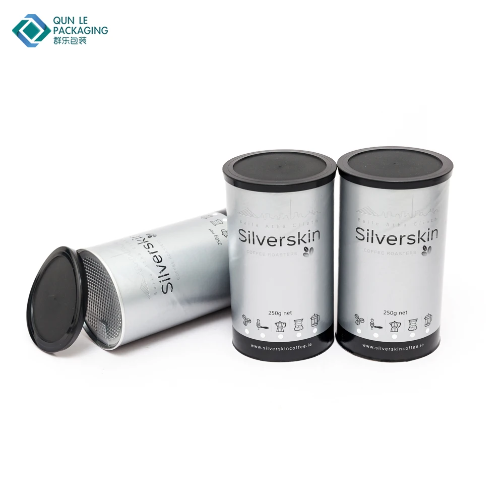 New Custom Luxury Design Coffee Beans Composite Can With Single Way Valve Paper Tube Packaging Box