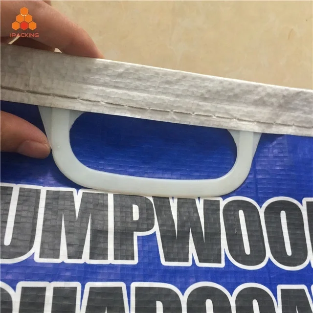 3kg 4kg 5kg 10kg BOPP pp woven laminated firewood briquette BBQ charcoal bag with plastic handle