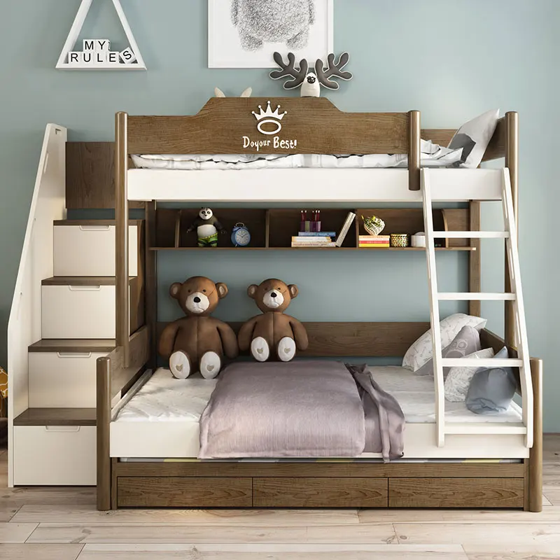 Лидер продаж, домашняя мебель, детская комбинированная кровать из экологически чистого материала, двухъярусная кровать с функцией хранения