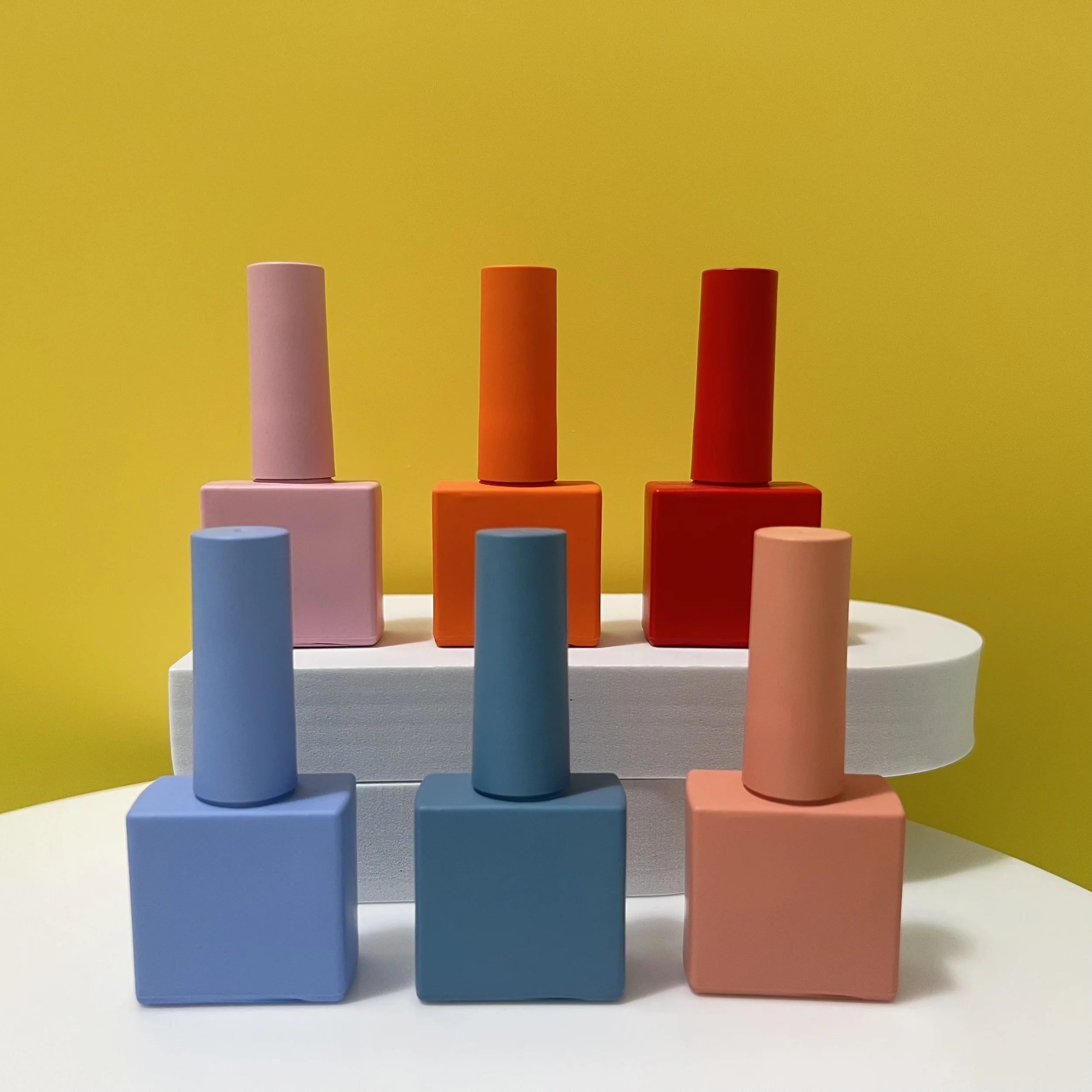 Hot Sale Empty Luxury Rubber Paint Soft Touch Square Glass Nail Polish Bottle Packaging UV Gel Nail Polish  Bottle