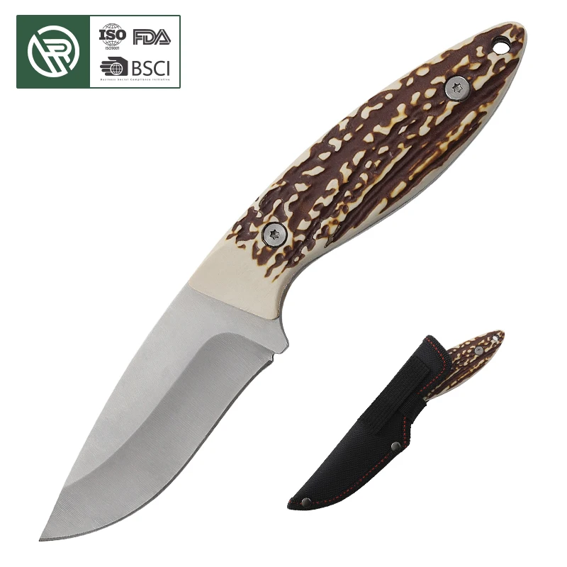 Free Sample Outdoor Survival Tactical Fixed Blade Combat Knife with Stainless Steel ABS Handle Artificial Ox Bone For Rescue