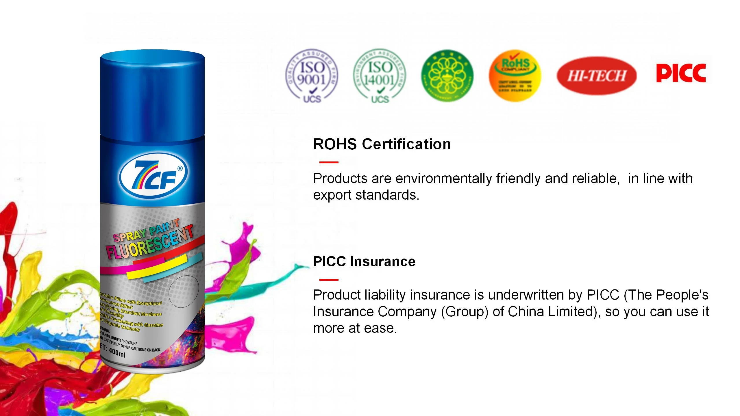 
7CF Wholesale Manufacture Auto Graffiti Decorative Paint Acrylic Resin Aerosol Colors Fluorescent Spray Paint 