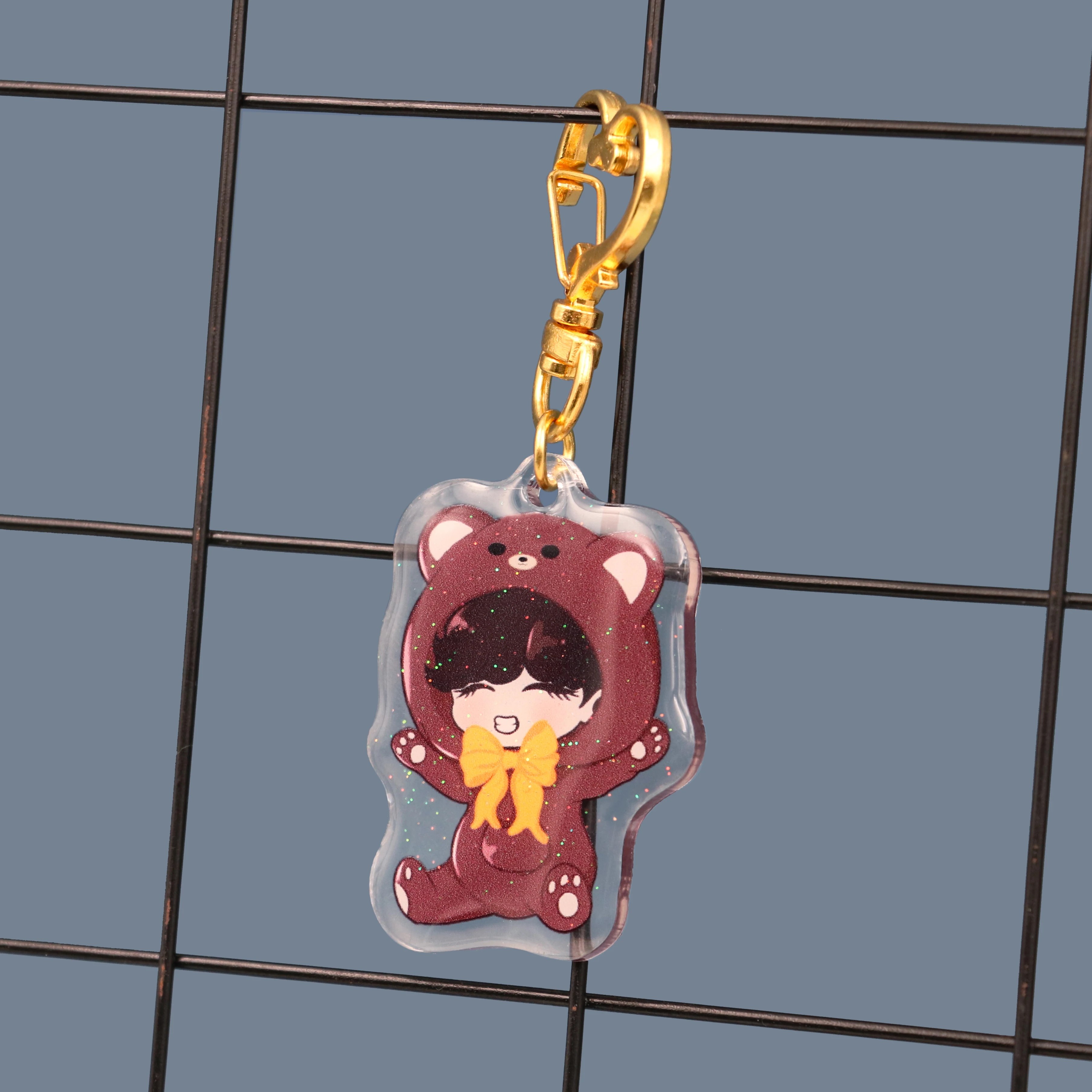 Custom printing charm acrylic gifts kawaii  charm logo design transparent anime cute acrylic keychain pendant