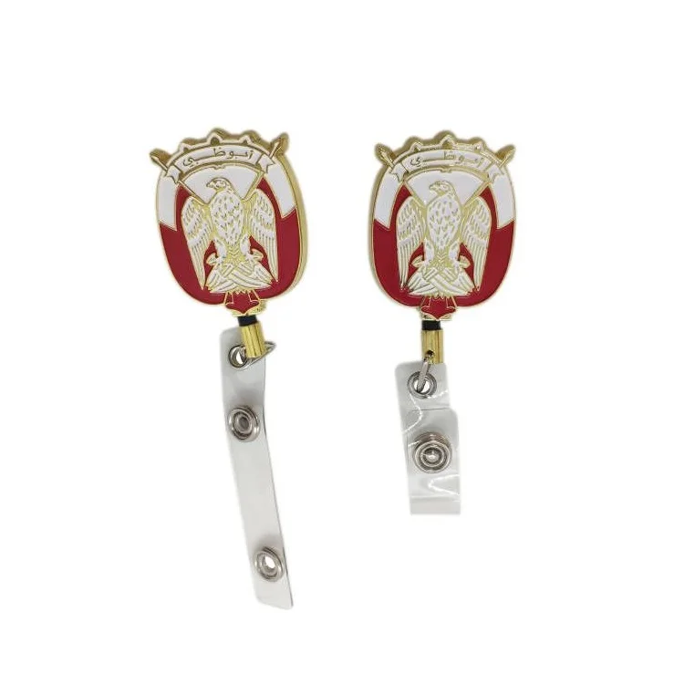 Gold plating falcon UAE national day souvenir retractable metal holder badges die casting process