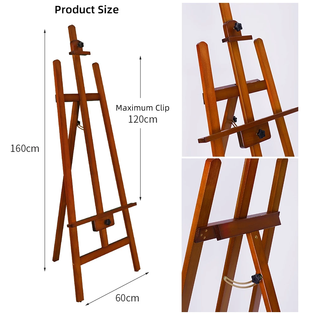 Panwenbo Art Students Wooden Painting Sketch Easel Studio Folding Triangle Rear Support Easel