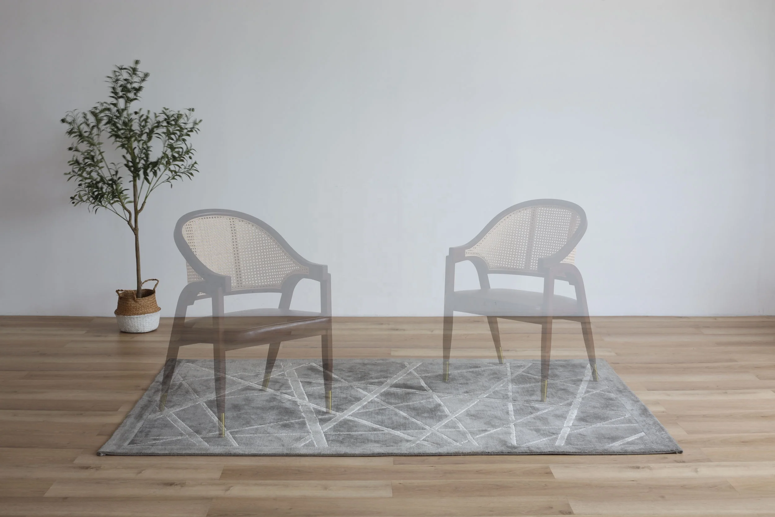 JC FURNITURE Modern wooden Armchair cushion seat rattan backrest wicker armchair restaurant dining room dining chair