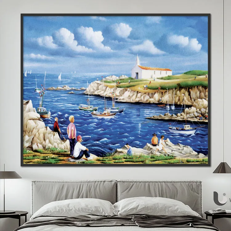 New Home Decoration Wall Art Seascape Diy Painting By Numbers Handpainted Seascape Oil Painting