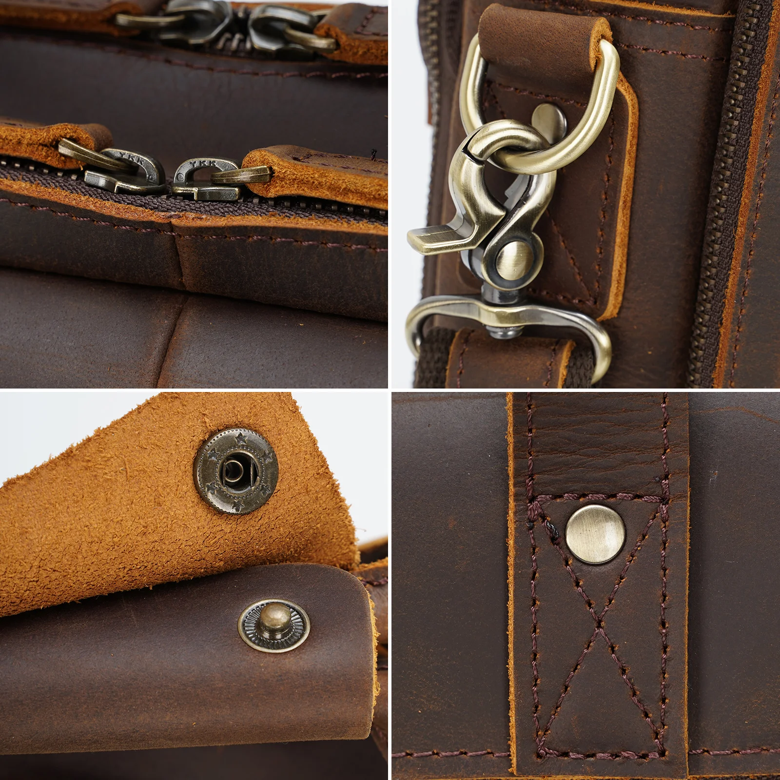 New Arrival 15.6  Inch Cow Leather Travel Briefcase Bag Vintage Retro Crazy Horse Leather Briefcase For Men