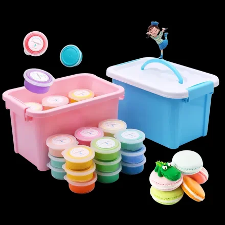 12 Colors Magic mud Stress Relief Foam Clay Toy DIY Slime Kit with 6 Model Tools super light Clay