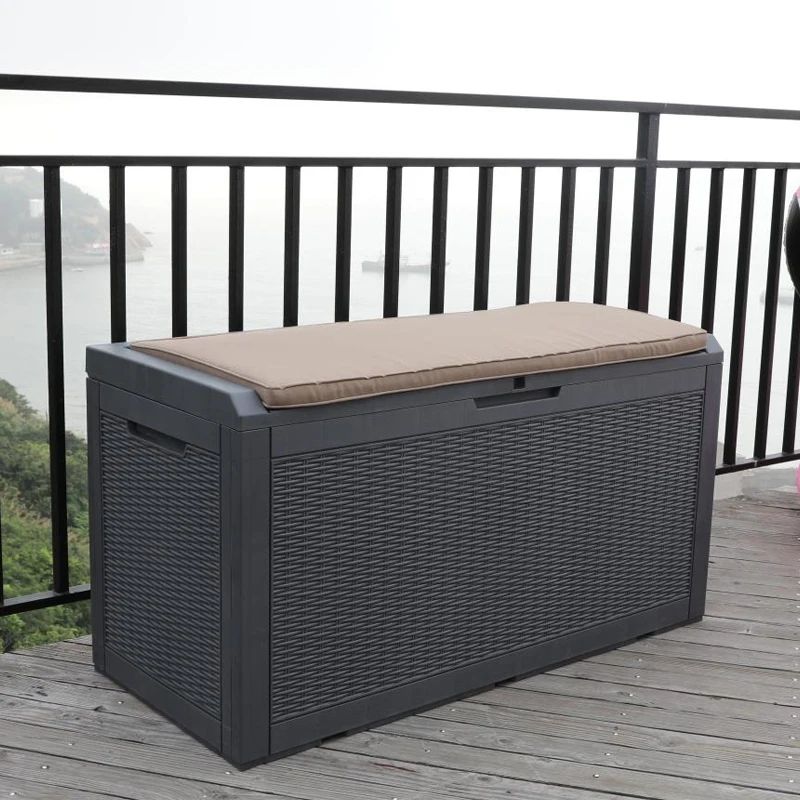 Pool Deck Box Garden Outdoor Plastic Rattan Storage Box Waterproof