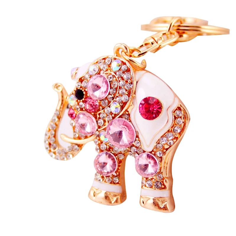 New Thailand exquisite gem elephant key chain cute animal girl bag key chain metal pendant