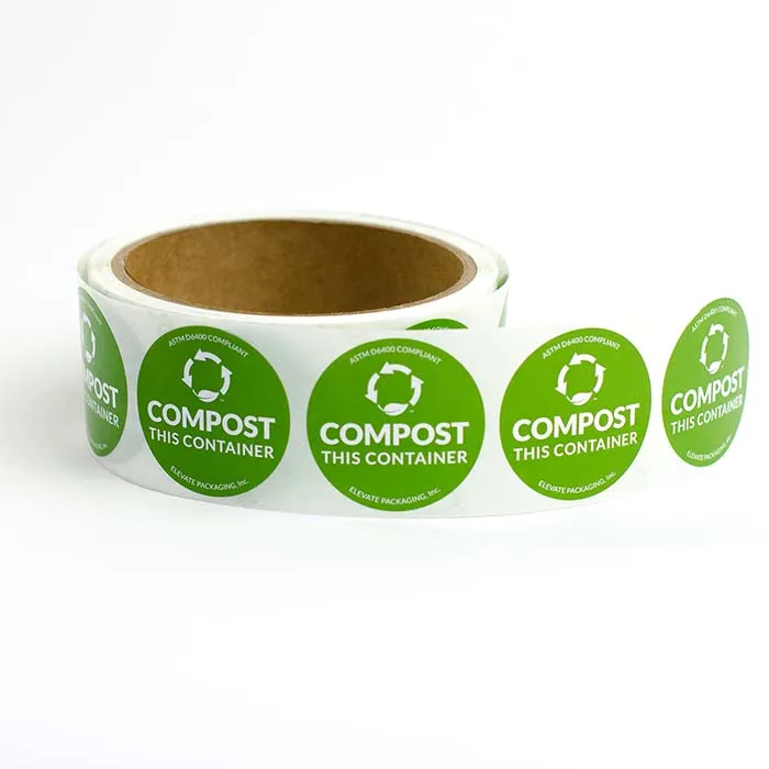 Compostable custom PLA paper material eco adhesive labels custom printed biodegradable stickers for food packaging