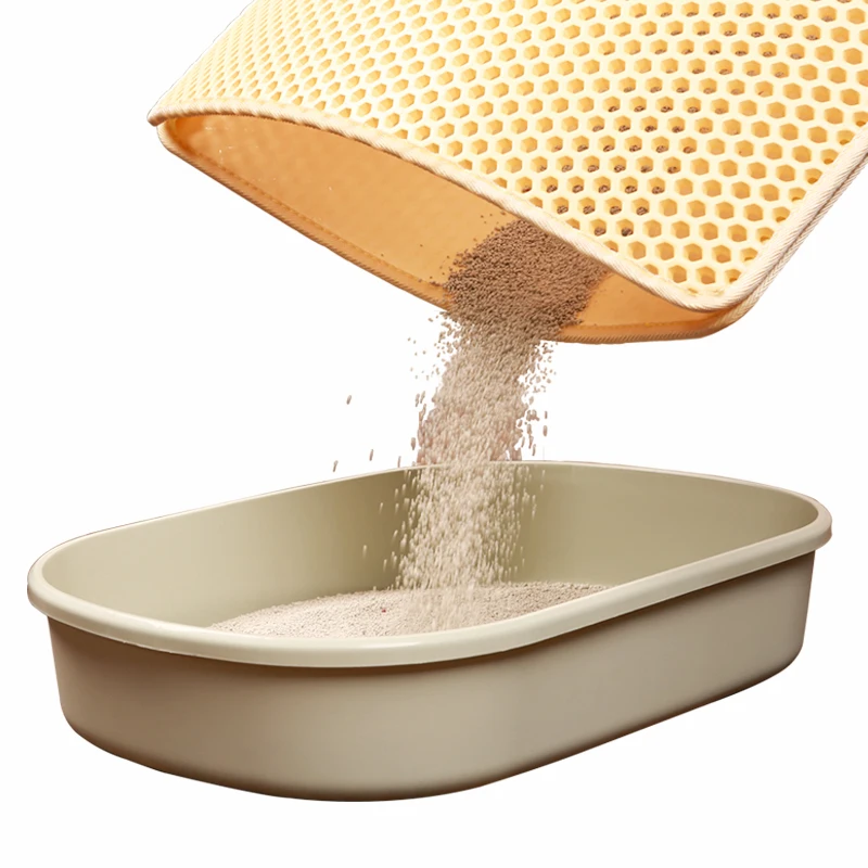 Black Customized Cat Litter Mat EVA Anti Slip double Layer Waterproof  Cat Pet Litter Mat