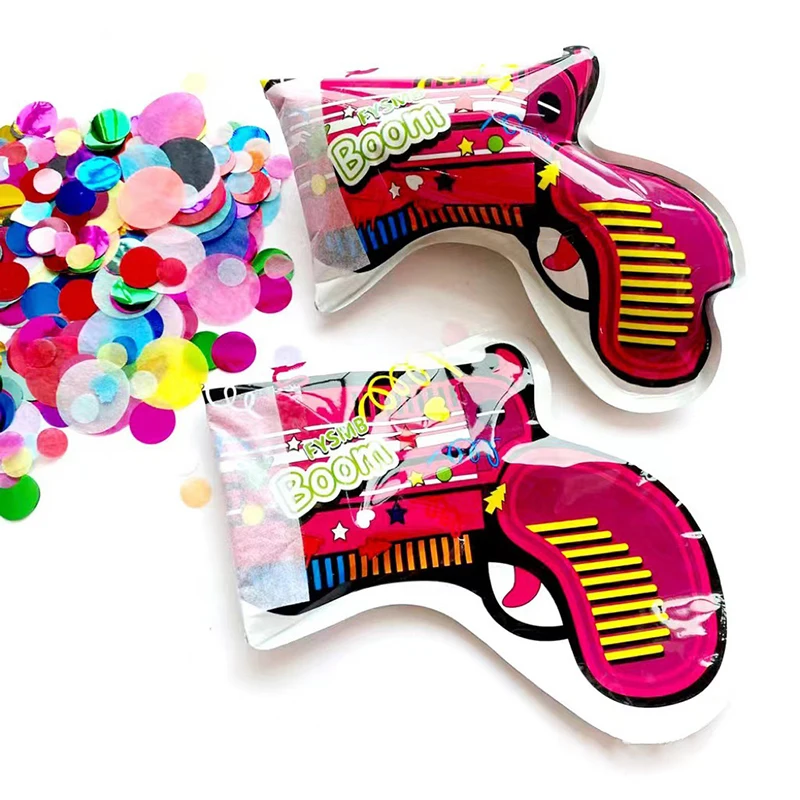 2022 New Cool Pistol Shape Confetti Handheld Fireworks Birthday Party Creative Inflatable Fireworks Gun Toys