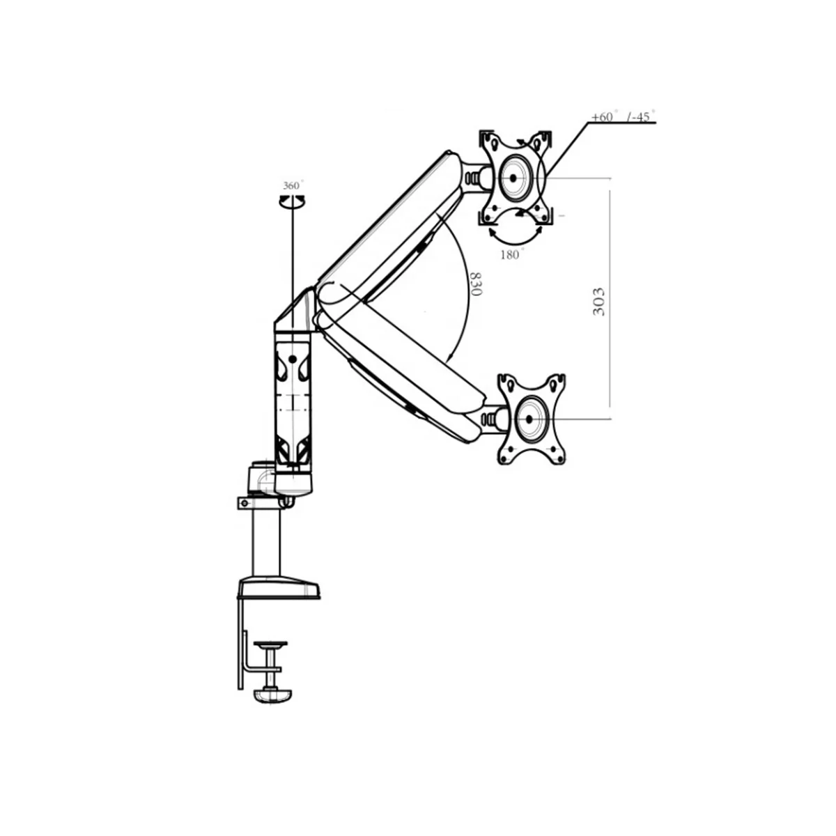 
Monitor Mount LCD LED For 10-27 Inch Long Arm Desk Mount Dual Monitor Stand 