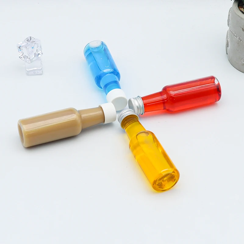 Wholesale 50ml Wine shape PET clear plastic bottle for coffee juice liquor Bottle