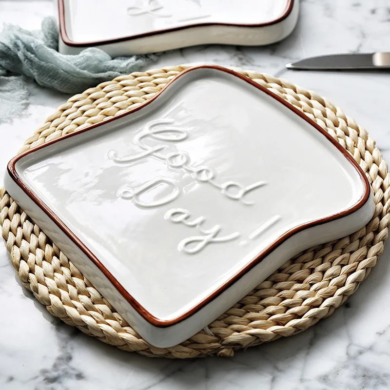 AL Japanesee Houseware Dinning Dinnerware Custom Ring Steak Bread Use Restaurant Ceramic Plates Set