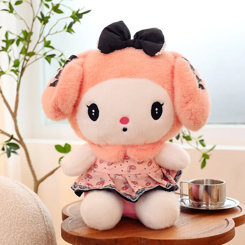 Aolan 55cm dark Kuromi Plush Toy Kawaii My Melody Banquet Cute Skirt Plushies Soft Stuffed Doll Pillow Kid Girls Birthday Gift