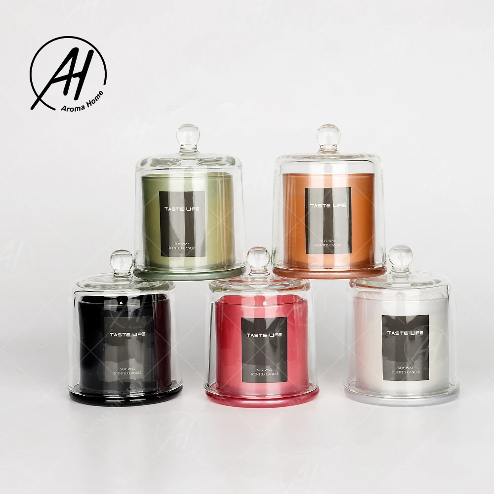 AROMA HOME Hot Sale Home Dor Bulk Wholesale Luxury Aroma Fragrance Glass Cover Organic Soya Eliminator Scent Soy Wax Candle