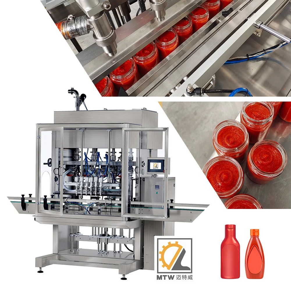 MTW multi-function full automated piston type ketchup / tomato paste /salad paste  filling and sealing machine production line
