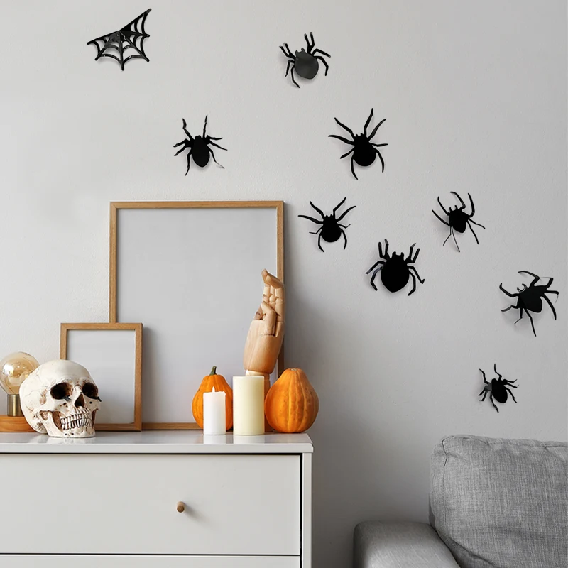 Hot Push 3D Stereo Halloween Bat Spider Amazon Cross Border PVC Sticker Foreign Trade Festival Party Floor Wall Sticker