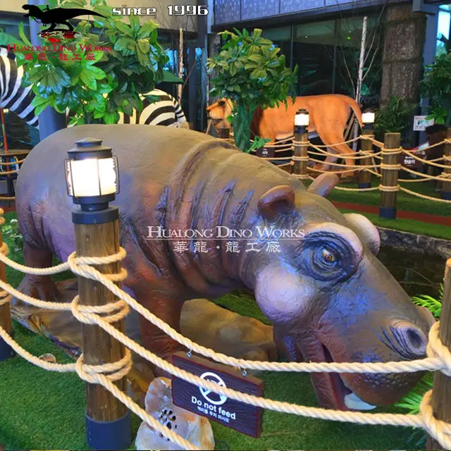 Zoo Exhibition Life Size Realistic Animal Model Animatronic Rhinoceros